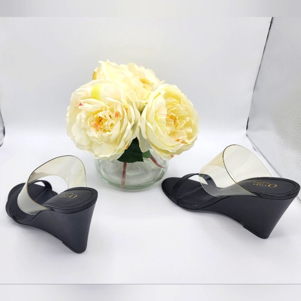 Olivia Ferguson Wedge Heels Clear / Black Size 7.5 - Picture 6 of 6